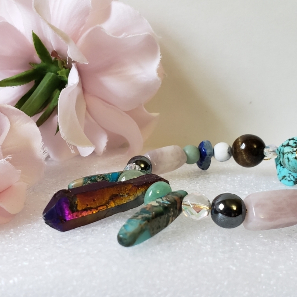 Genuine Gemstone bracelet, Imperial Jasper, Quartz, Lapis, Tiger Eye, NWOT